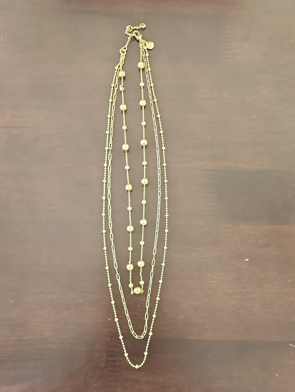 J. Crew Gold-Tone Layered Bead & Chain Necklace